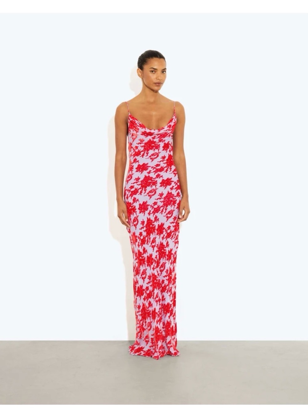 Red Floral Slip Maxi Dress - Women